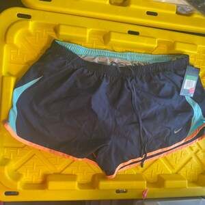 Nike Navy Blue, Orange, and Teal Dri-Fit Running Shorts‎